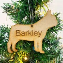 FRENCH BULLDOG Wooden Christmas Dog Tree Ornament engraved with your Dog's name
